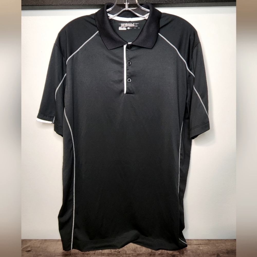 Nike Mens Golf Tour Performance Black Polo Dri-fit Size Large